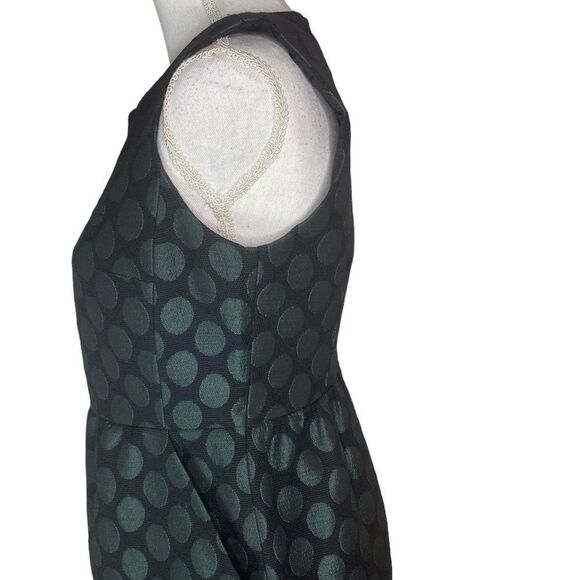 Boden Wm’s Sz 10 Black Green Shimmer Polka Dot Pockets Tweed Fit Flare Dress - Picture 3 of 6
